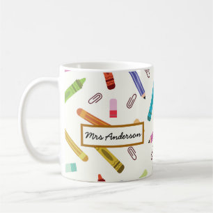 Süße Buntstifte und Bleistifte Lehrername Kaffeetasse
