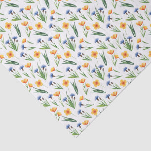 Süße Butterblumen, Blaue Kornblumen und Grün Seidenpapier