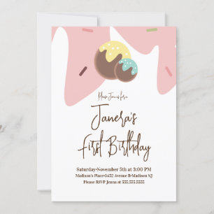 Süße Cake Pop Kugeln Zuckerguss Erste Geburtstagsf Einladung