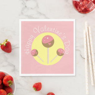 Süße Cake Pop Valentinstag  Pink    Serviette