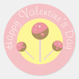 Süße Cake Pop Valentinstage  Rosa   Klassisch Rund Runder Aufkleber