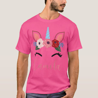 Süße Camila Magisches Blumen Einhorn Für Mädchen T-Shirt