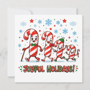 Süße Candy Cane-Familie Fröhliche Feiertage Karte