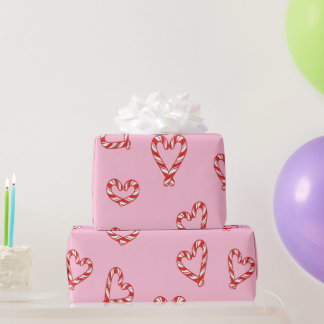 Süße Candy Cane-Herzen Minimalistisch Geschenkpapier