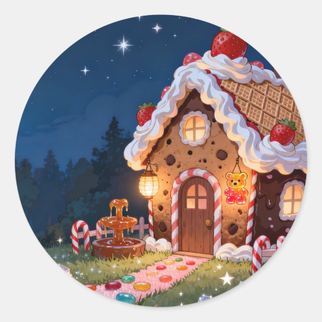 Süße Candy Cottage Aufkleber Seite (Vorderseite)