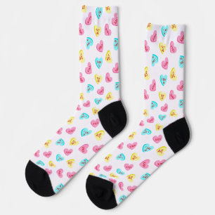 Süße Candy Hearts Valentinstag Socken