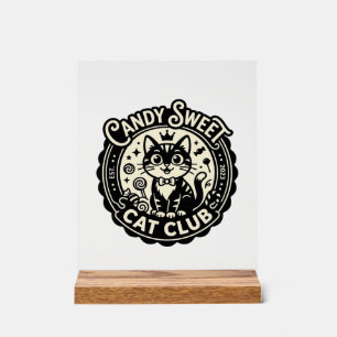 Süße Candy-Katze Lustige Katze Grafik - Süße Candy Acrylschild