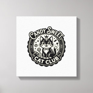 Süße Candy-Katze Lustige Katze Grafik - Süße Candy Leinwanddruck