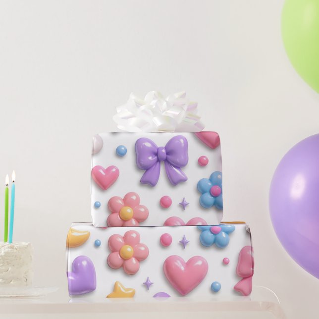 Süße Candy Pastell Icons Muster Geschenkpapier (Partygeschenke)
