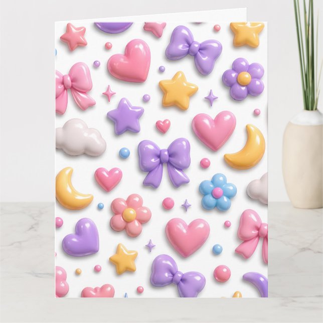 Süße Candy Pastell Icons Muster Karte (Vorderseite)