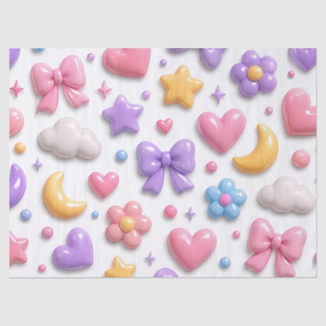 Süße Candy Pastell Icons Muster Seidenpapier (Vorderseite)