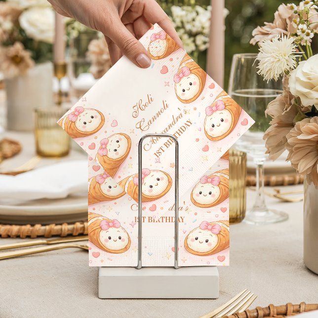 Süße Cannoli-Bäckerei Bow 1. Geburtstag Serviette (Von Creator hochgeladen)
