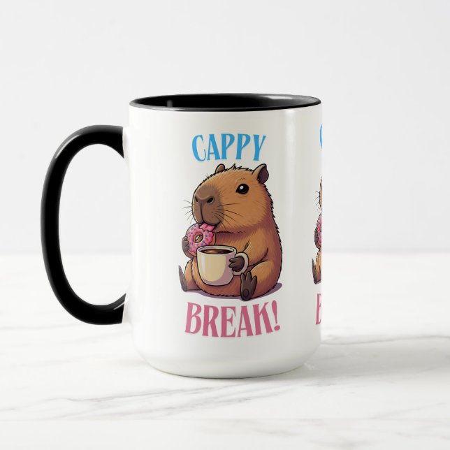Süße Cappy-Pause Capybara-Kaffeetasse | Lustige An Tasse (Links)