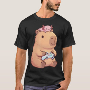 Süße Capybara Anime Gamer Axolotl Lustig T-Shirt