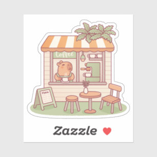 Süße Capybara-Barista-Café Aufkleber