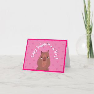 Süße Capybara "Capy Valentinstag!" Karte   Rosa