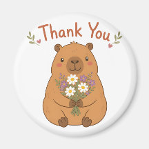 Süße Capybara-Dankeschön-Wildblumen-Magnet