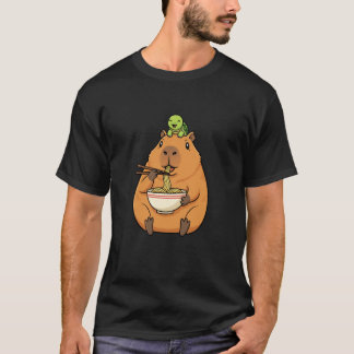 Süße Capybara, die Nudeln mit Schildkrötenbegleite T-Shirt