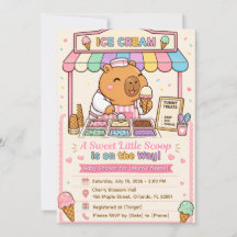 Süße Capybara-Eiscreme-Baby-Shower-Einladung