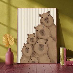 Süße Capybara-Familien-Selfie-Nursery-Kunstprint  Poster
