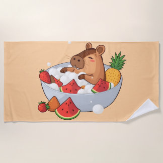 Süße Capybara-Frucht-Bad-Spa-Tages-Kawaii-Tier-Ill Strandtuch