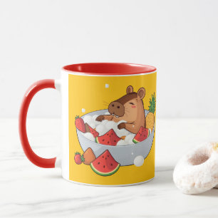 Süße Capybara-Frucht-Bad-Spa-Tages-Kawaii-Tier-Ill Tasse