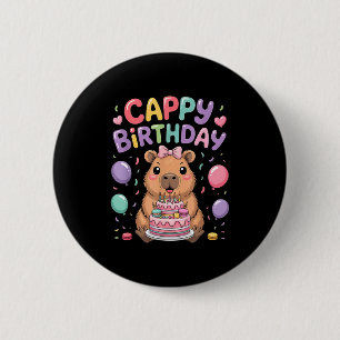 Süße Capybara-Geburtstagsfeier Mädchen Kinder Tier Button