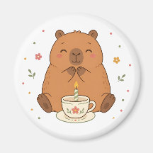 Süße Capybara-Geburtstagskerze-Teetassen-Magnet