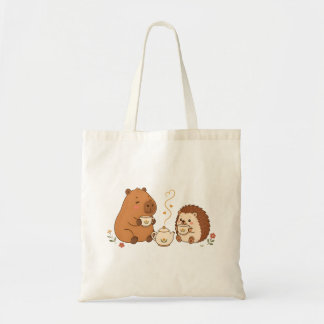Süße Capybara-Igel-Teezeit-Freunde-Tasche Tragetasche