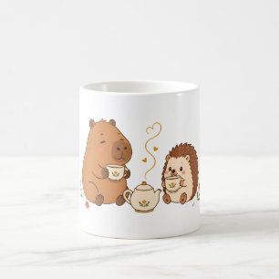 Süße Capybara-Igel-Teezeit-Freunde-Tasse Kaffeetasse