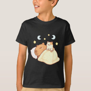 Süße Capybara Kawaii Schlafanzug Sleepybara Katze T-Shirt
