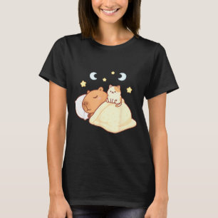 Süße Capybara Kawaii Schlafanzug Sleepybara Katze T-Shirt