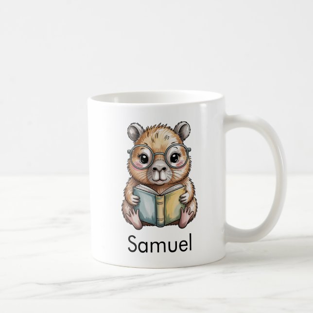 Süße Capybara liest ein Buch Custom Kaffeetasse (Rechts)