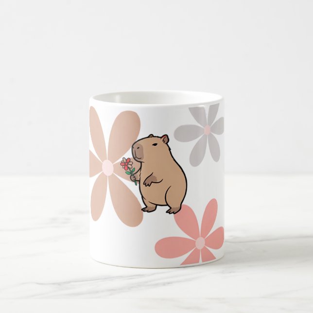  Süße Capybara mit Blume  Kaffeetasse (Mittel)