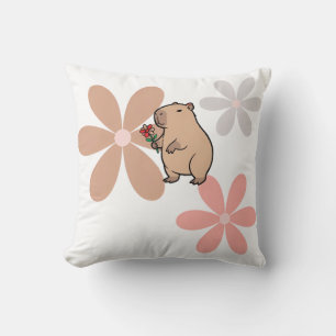 Süße Capybara mit Blume Kissen