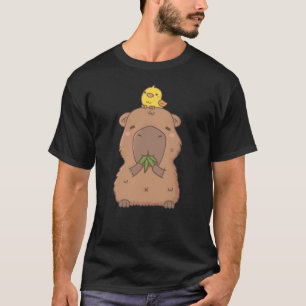 Süße Capybara mit gelbem Vogel Doodle Freund T-Shirt