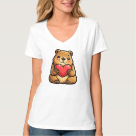 Süße Capybara mit Herz - Hübsche Valentinstag-Capy T-Shirt
