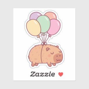 Süße Capybara mit Luftballons Aufkleber