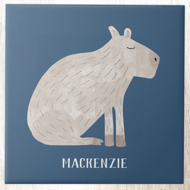 Süße Capybara Personalisierter Name Fliese (Fun capybara personalized custom name ceramic tile for animal lovers)