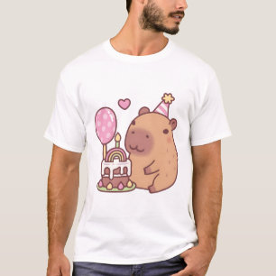 Süße Capybara-Regenbogen-Geburtstagstorte und -Bal T-Shirt
