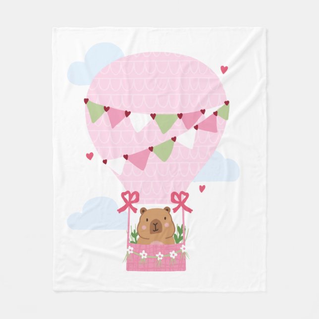 Süße Capybara-Rosa-Geburtstagsfeier Fleecedecke (Vorderseite)