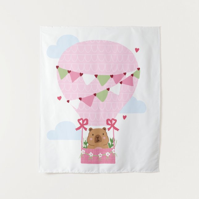 Süße Capybara Rosa Geburtstagsfeier Wandteppich (Vorderseite)
