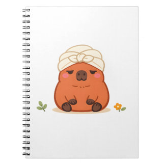 Süße Capybara-Spa-Day-Tuch-Turban-Notizbuch Notizblock