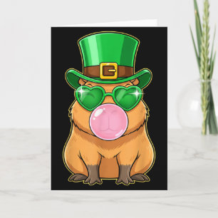 Süße Capybara St. Patricks Day Capybara Bubble-Gum Karte