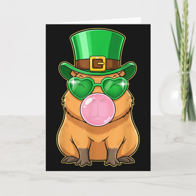 Süße Capybara St. Patricks Day Capybara Bubble-Gum Karte (Vorderseite)