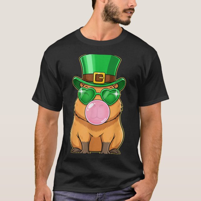 Süße Capybara St. Patricks Day Capybara Bubble Gum T-Shirt (Vorderseite)