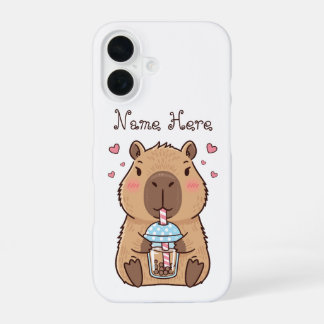 Süße Capybara trinkt Boba-Tee iPhone 16 Hülle