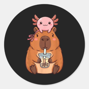 Süße Capybara trinkt Boba-Tee Runder Aufkleber