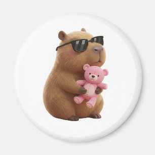 Süße Capybara umarmt Teddybär-Magnet Magnet