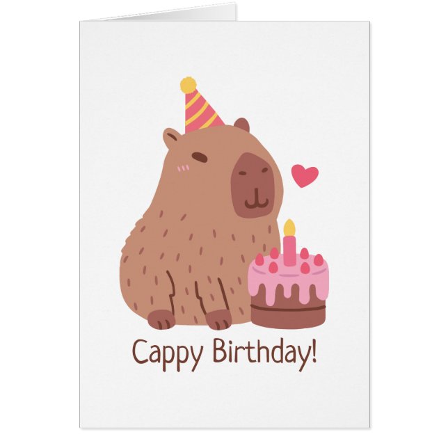 Süße Capybara und Kuchen Happy Cappy Geburtstag (Vorne)